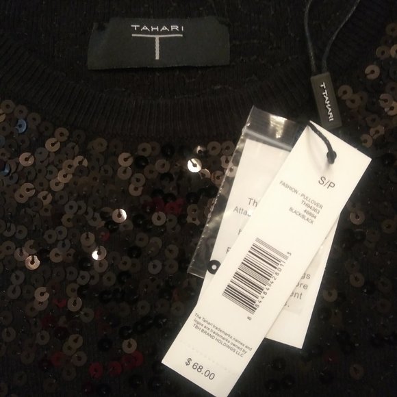NWT Tahari Black Sequin Sweater - Picture 6 of 6
